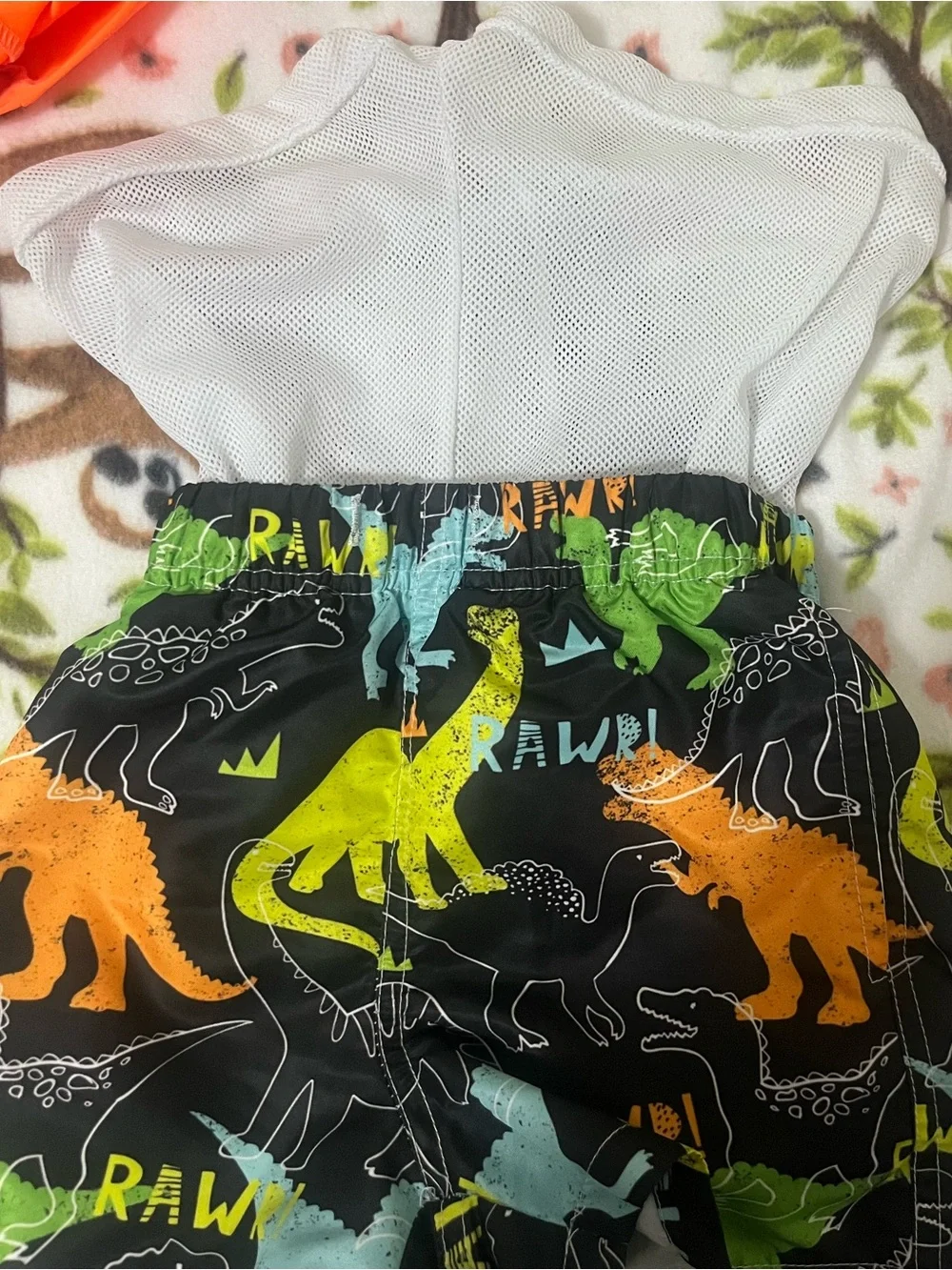 Kids Neon Swim Shirts with Dinosaur Swim Trunks - Boys 3T